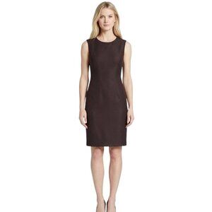 Hugo Boss Denesa Piped Sleeveless Sheath Dress 8 Burgundy Minimalistic